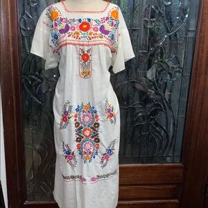 sachin and babi light blue dress Elegante Embroidered Mexican Dress Plus Size (XL) / Black main image 1